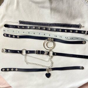 Hot Topic Black and Silver Punk Choker Necklaces LOT of 4 +